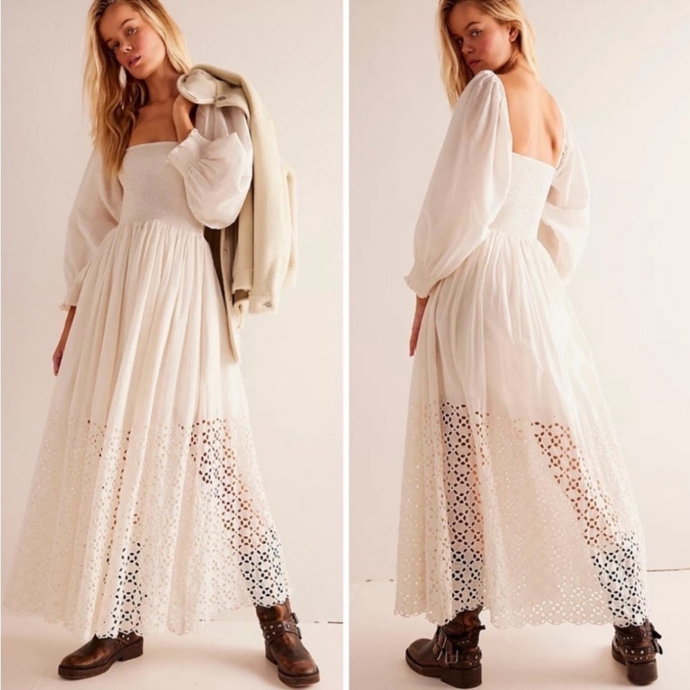 Free People Ivory Eyelet Maxi Dress